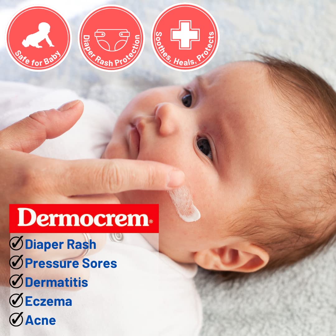 DERMOCREM ‐ Diaper Rash Cream for Baby, Soothes, Heals, and Protects, Relief and Treatment of Diaper Rash, Zinc Oxide Cream (4.4 Oz.(125 G)
