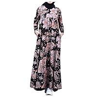 Moroccan Dresses Long Sleeve Shift Holiday Tunic Dress for Women Beautiful College Soft V Neck Cotton Comfy Plain Button-Down Tank Womans Black