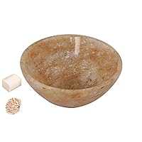 Handmade Carved Citrine Stone Bowl Reiki Gift Healing Crystal Charged 3 Inches Approx with Rose Desert Selenite/Selenite Cube-Blessfull Healing