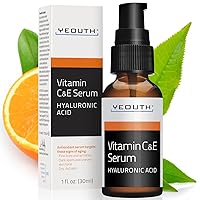 YEOUTH Vitamin C Face Serum with Hyaluronic Acid, Vitamin C Serum for Face, Vitamin C for Face Targets Dull Spots and Wrinkles, Face Serum for Women and Men 1oz