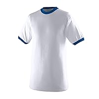 Augusta Sportswear Small Ringer Tee Shirt, White/Royal