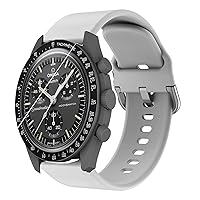 Slicone Band for Moonswatch, Soft Waterproof Sport Silicone Women Men Strap Bracelet Replacement for Omega x Swatch MoonSwatch Speedmaster Band