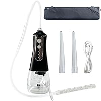 Automatic Enema Bulb for Men Women, 3 Model Rechargeable Anti-Back-Flow Anal Douche Cleaner Kit with 19.7in Silicone Tubing 3 Nozzles for Colon Cleansing 10.9oz