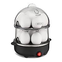 BELLA Rapid Electric Egg Cooker and Omelet Maker with Auto Shut Off, for Easy to Peel, Poached Eggs, Scrambled Eggs, Soft, Medium and Hard-Boiled Eggs, 14 Egg Capacity Tray, Double Tier, Black