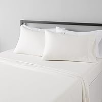 Lightweight Super Soft Easy Care Microfiber 4-Piece Bed Sheet Set with 14-Inch Deep Pockets, Queen, Cream, Solid