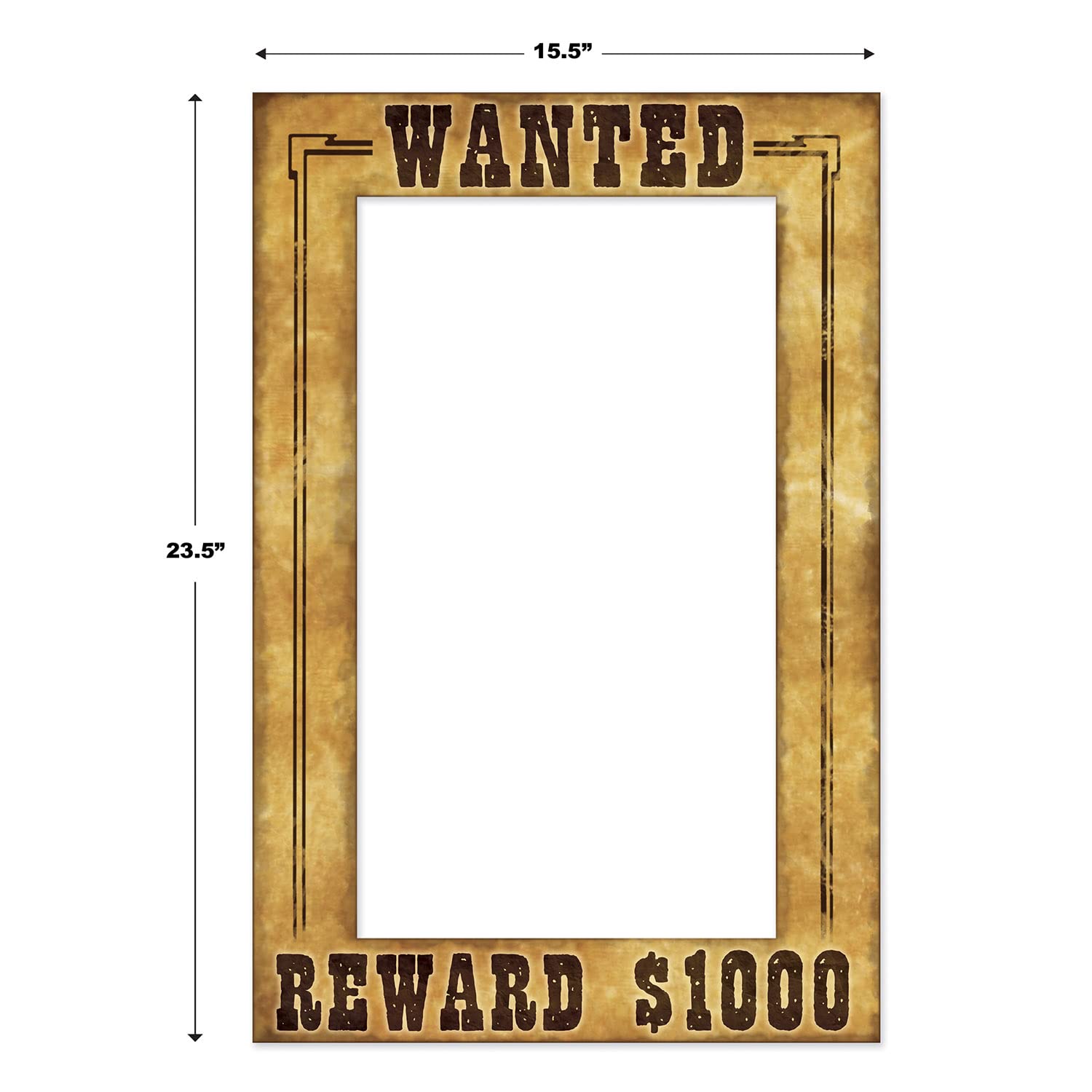 Beistle 2 Piece Wanted Photo Booth Selfie Frames for Wild West Cowboy Western Party Supplies, 23.5