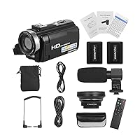 Digital Video Camera HDV-201LM 3Inch Screen 1080P FHD Digital Video Camera Camcorder 4MP 16X Digital Zoom+Rechargeable Battery Set (Color : Option 2)