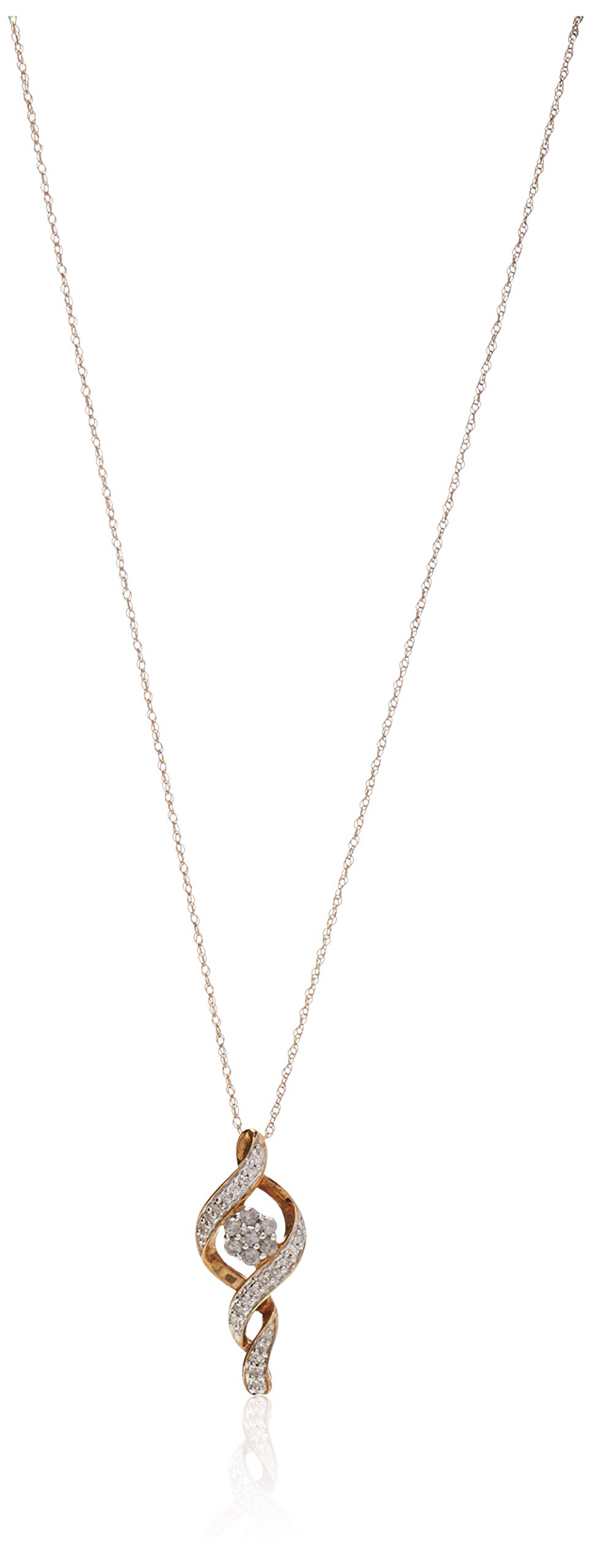 Amazon Collection 10K Diamond Twist Pendant Necklace (1/4 cttw)