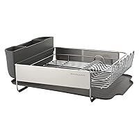 KitchenAid Large Capacity, Fully Size Self Draining Rust Resistatant Satin Coated Dish Rack with Removable Flatware Caddy 20.47-Inch, Gray