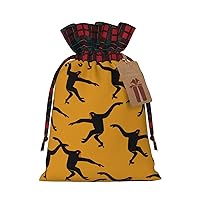 Black Gibbon Monkey Print Xmas Gift Bags, Candy Bags For Wrapping Gifts For Halloween, Birthday, Wedding, 2 Sizes