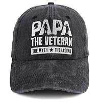 Papa Hats for Dad Birthday Gifts, The Veteran Adjustable Cotton Embroidered Myth Legend Men Baseball Caps