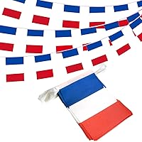 Anley France String Flag Pennant Flags, Patriotic Events 14th of July French Bastille Day Decoration Sports Bars - 33 Feet 38 Flags