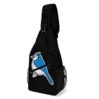 Blue Jay Bird Sling Bag Full Print Crossbody Backpack Shoulder Bag Lightweight One Strap Travel Hiking Daypack