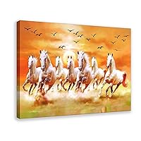 Gacoman Seven Lucky Running Wild Horses Art Animal Posters Canvas Poster Bedroom Decor Sports Landscape Office Room Decor Gift Frame-style-12x18inch(30x45cm)