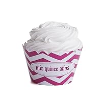 Dress My Cupcake Personalized Message Cupcake Wrappers, Chevron, Miss Quince Anos, Set of 12