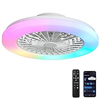 Depuley Ceiling Fan with Voice Control, Ceiling Fans RGB Lights, Fan Light Ceiling for Bedroom, Living Room, Children's Room, App and Remote Control, 3-Speed Reversible