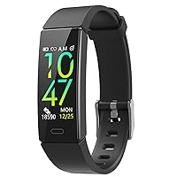 Fitness Tracker with Blood Pressure Heart Rate Sleep Health Monitor for Men and Women, Upgraded Waterproof Activity Tracker Watch, Step Calorie Counter Pedometer Black