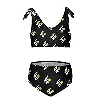 I Love Softball Girls Swimsuit 2 Piece Swimwear Cute Bikini Tankini Set Bathing Suits Beachwear