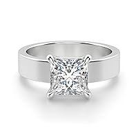 Kiara Gems 2 CT Princess Colorless Moissanite Engagement Ring for Women/Her, Wedding Bridal Ring Sets, Eternity Sterling Silver Solid Gold Diamond Solitaire 4-Prong Sets, for Her