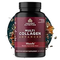 Ancient Nutrition Advanced Collagen Protein Muscle with Probiotics, Hydrolyzed Collagen Peptides Supports Healthy Body Composition* and Muscle Building*, 90 Count