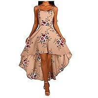 Sexy Dresses for Women Date Night,Beach Floral Tuxed Swing Boho Ladies Strappy Print Dress Holiday Women Irregu