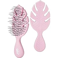 Wet Brush Go Green Mini Detangler, Pink - Detangling Travel Hair Brush - Ultra-Soft IntelliFlex Bristles Glide Through Tangles & Gently Loosens Knots While Minimizing Pain, Split Ends & Breakage