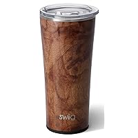 Swig Life 22oz Tumbler, Insulated Coffee Tumbler with Lid, Cup Holder Friendly, Dishwasher Safe, Stainless Steel, Large Travel Mugs Insulated for Hot and Cold Drinks (Black Walnut)