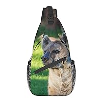 Hyena Pattern Chest Bag Shoulder Bag, Animals Sling Backpack Casual Travel Bag For Men And Women