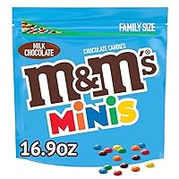 M&M'S Minis Milk Chocolate Candy, Family Size, 16.9 oz Resealable Bulk Candy Bag