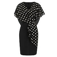 Fashion Slim Fit Style V-Neck Dress Elegant Polka Dot Chiffon Dress Short Wrap Dress for Women