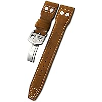 20mm 21mm 22mm Rivet Calfskin Leather Watch Band Fit for IWC Watch Big Pilot IW5009 Spitfire IW3777 Le Petit Prince Mark Strap (Color : Crazy Horse Leather, Size : 21mm)