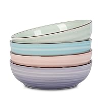 Selamica Ceramic 50 Ounce Pasta Bowls Set of 4, 8.6 Inch Large Salad Bowls, Stackable Serving Bowls, Wide and Shallow Porcelain Soup Bowls, Microwave Dishwasher Safe, Gift, Gradient Color