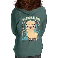 No Probllama Toddler Full-Zip Hoodie - Cartoon Toddler Hoodie - Llama Art Kids' Hoodie