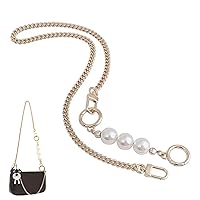 Bag Extender Chain | DIY Iron Flat Chain Strap Handbag Chain | Purse Chain Strap Pearl Beads Shoulder Crossbody Replacement Strap with Buckle Sukiday
