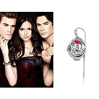 VINTAGE Silver Crystal Charm Vampire Diaries Elena Vervain Pendant Necklace p762