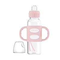 Dr. Brown's Milestones Narrow Sippy Spout Bottle with 100% Silicone Handles, Easy-Grip Handles with Soft Sippy Spout, 8oz/250mL, Light-Pink, 1-Pack, 6m+