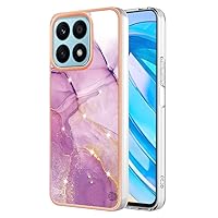 Compatible Cases for Honor X8a, TPU IMD Personalized Purple Marble Series Slim Phone Case with Scratch-Proof Shockproof Back Protective Cover for HonorX8a 6.7