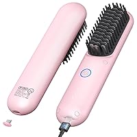 Cordless Hair Straightener Brush, TYMO Porta Straightening Brush for Women, Touch ups on-The-go Styling Hot Comb with Negative Ion, Lightweight & Mini Travel, USB Rechargeable