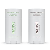 Native Deodorant | Natural Deodorant for Women and Men, Aluminum Free with Baking Soda, Probiotics, Coconut Oil and Shea Butter | Coconut & Vanilla and Cucumber & Mint - Variety Pack of 2