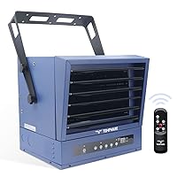 Electric Garage Heater, 10,000-Watt Digital Fan-Forced Ceiling Mount Shop Heater with Full-Function Remote, 240-Volt Hardwired Heater with 12-Hour Timer, Ideal for Workshop