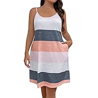 Midi Dresses for Women 2024 Sexy Sleeveless Sundress Casual Summer Beach Tank Dresses Plus Size Loose Fit Dress