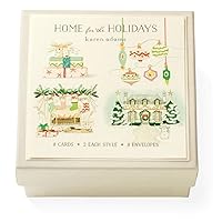 Home for the Holidays Christmas Holiday Gift Enclosure Box of 8 Assorted Cards with Envelopes Natural White