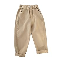 Toddler Baby Boys Casual Cargo Pants with Side Pocket Elastic Waistband Trousers Champagne E 2-3 Years