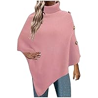 Women Turtleneck Pullover Sweater Trendy Irregular Jumper Tops Pullover Cape Sweaters Loose Casual Knit Jumpers