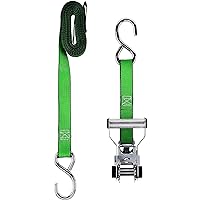 Keeper – 1,500 lbs. Break Strength Chrome Ratchet Tie-Down with J Hooks, 2 Pack – 500 lbs. Working Load Limit