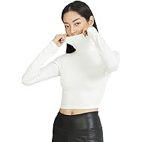 Ribbed Turtleneck Crop top Long Sleeve Sexy Soft Shirts for Women