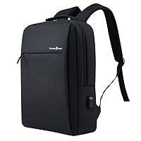 Victoriatourist Laptop Backpack, Business Slim Durable Travel Water Resistant Backpacks with USB Charging Port, College Bookbag Computer Bag Gifts for Men Women Fits 15.6 Inch Notebook(Black)