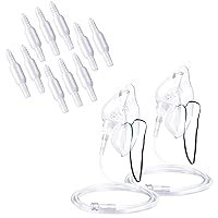 10 Pack Oxygen Tubing Connector with 2 Pack Clear Oxygen Mask
