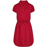 IZOD Girls' School Uniform Short Sleeve Polo Dress with Poplin Skirt & Pockets