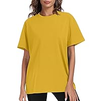 Women's Summer Tops Loose Fit Casual Crew Neck Short Sleeve Basic Tees Going Out Tops 2024 Summer Fashion